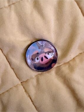 Pokemon Button Pin Featuring Pink & Brown Boar Face